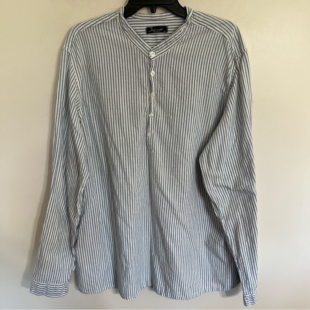 John P. Greece Long Sleeve Striped Tunic Top‎ Size 2XL 100% Bambaki Cotton
